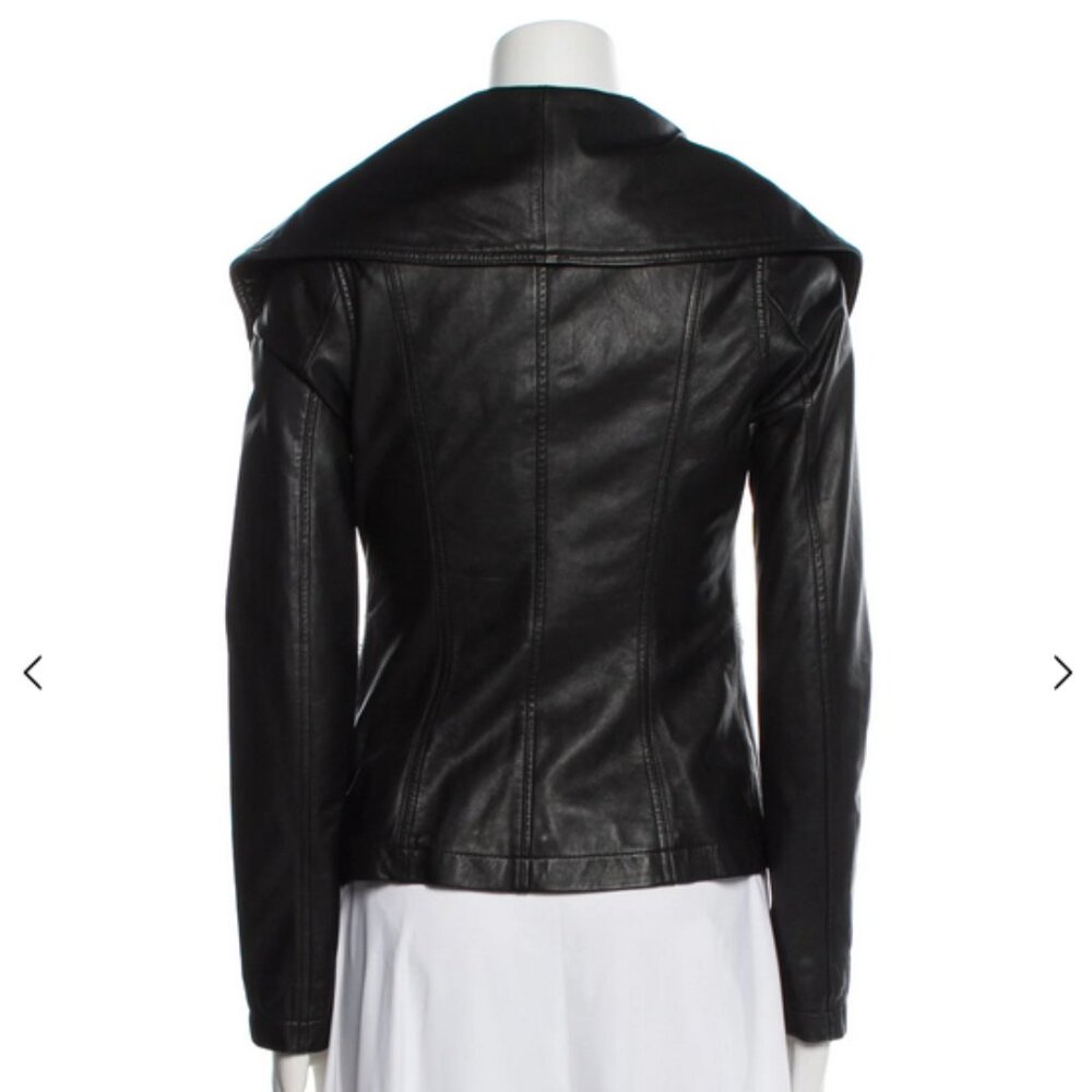 Vince Women’s Black Leather Moto Biker Jacket XS Full Zip Authentic - Picture 8 of 8